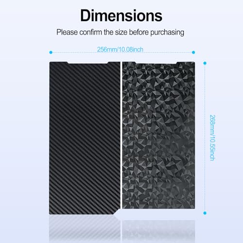 256x268mm PET PEO Double Side Build Plate for Anycubic Kobra 3 V2/Kobra 3/Combo/ACE Pro, Smooth Diamond PEO+Carbon Fiber PET Spring Steel Sheet Plate for Anycubic 3D Printer - size: 256x268mm