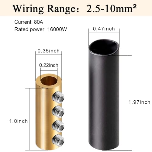 GRZWAYS 6AWG Gauge Wire Copper Connector Nut Kit, 80A Quick Connection