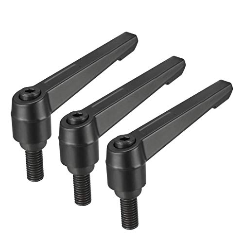 uxcell M10 x 20mm Handle Adjustable Clamping Lever Thread Push Button Ratchet Male Threaded Stud Knobs Locking Rotating Screw Handles Quick Release Bolt Black 3pcs - size: M10x20mm