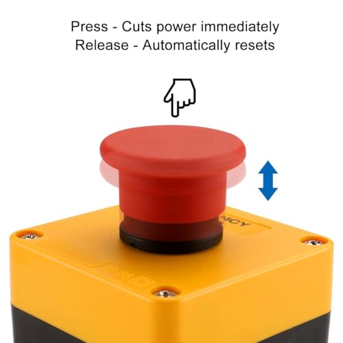 BAOMAIN Red Mushroom Momentary Push Switch 1NO 1NC with Weatherproof Box