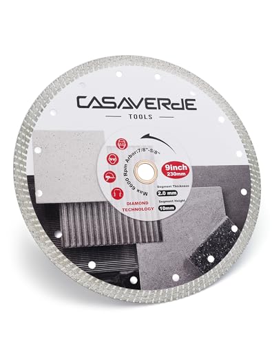 Casaverde Diamond Tile Blade 9" Super Thin Turbo for Hard Tile, Ceramic, Marble, Granite, Porcelain - size: 9 inch