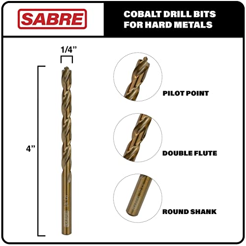 1/4 Inch Cobalt Drill Bits 5pcs Heavy-Duty Metal Drill Bit Set for Steel, Cast Iron (1/4" x 4") - size: 1/4 in (5-Piece Set)
