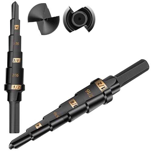 KSEIBI #2 HSS Step Drill Bit Set 3/16-1/2" with 3/8 Shank - Black Oxide Finish for Metal, Wood, Plastic Drilling - Durable, Precision Multi-Sized Bits with 3-Flat Shank 575040 - size: #2 (3/16-1/2 inch)