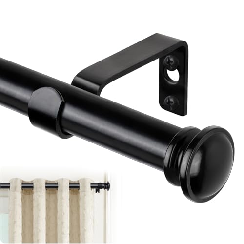 TONIAL Curtain Rods for Windows, 32 to 58 Inch, Black, Single Drapery Rod - color: Black, size: 32-58"