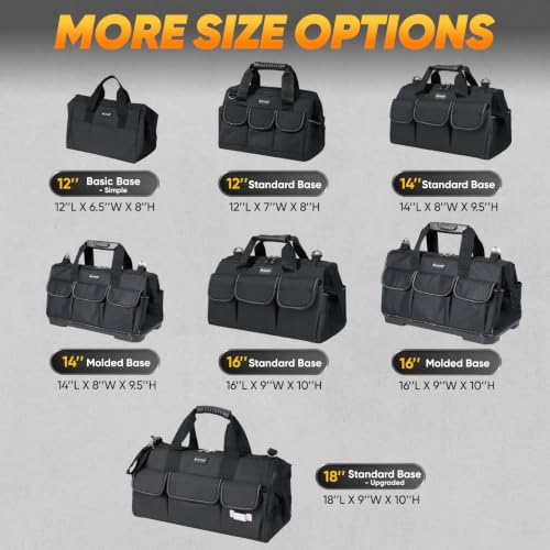 TICONN Heavy Duty Tool Bag Organizer, Small Tool Box with Ergonomic Handle - color: Black, size: 12" Basic Version