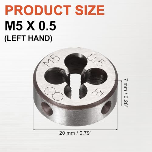 M5 x 0.5 Round Threading Die Left Hand Alloy Steel - size: M5 x 0.5