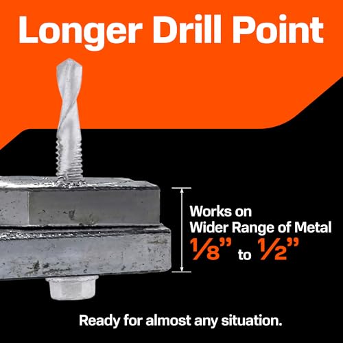 SUNKIN 40PCs Self Tapping Screws for Metal, Hex Head #12 x 3-1/2 Inch, Self Drilling for Thick Steel, Less Effort Installation, Long Lasting Anti Rust Coating - size: #12x3-1/2 inch(40pcs)