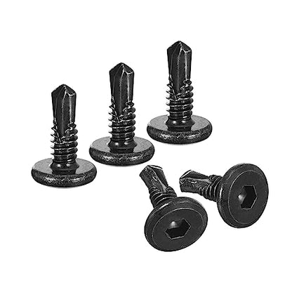 uxcell 100pcs Hex Socket Self Tapping Screws #10 x 5/8", 410 SS, Black - color: Black, size: #10 x 5/8"