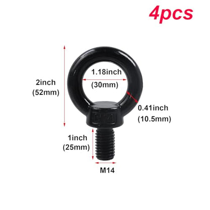 Antrader M14 Lifting Eye Bolts,4Pcs Stainless Steel Lifting Hardware,Black - size: M14,4pcs