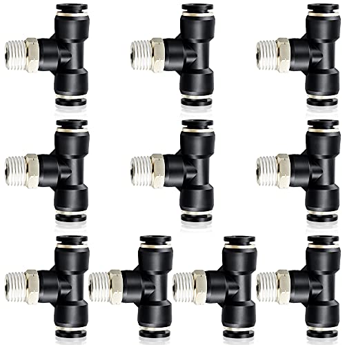 TAILONZ 1/2" OD x 1/2" MNPT Push to Connect Branch Tee Fitting 10Pcs - size: 1/2"OD x 1/2"MNPT