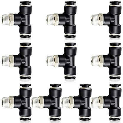 TAILONZ 1/2" OD x 1/2" MNPT Push to Connect Branch Tee Fitting 10Pcs - size: 1/2"OD x 1/2"MNPT