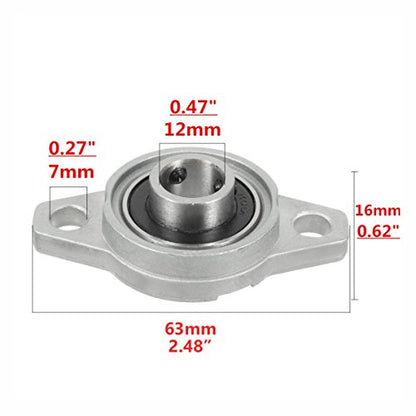 Pillow Block Bearing 4Pcs, 7/16" (12mm) ID Mounted Pillow Block Bearings, Zinc Alloy Steel Mounted Flange Bearing, Self Alignment, KFL001 - size: 7/16"(KFL001)