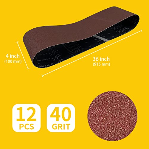 4 x 36 Inch 40 Grit Sanding Belt | Premium Aluminum Oxide Sanding Belt | Premium Sander Sandpaper – 12 Pack - size: 40grit,12pack