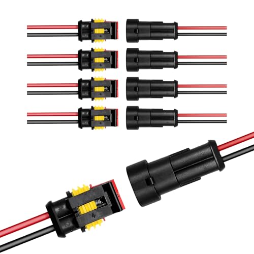 5PCS 2 Pin Way Electrical Wire Connector, Waterproof Male & Female Electrical Plug Socket Kit, 2 Wire 20 AWG Connector Quick Disconnect Plug for Cars Trucks Motorcycles - color: 5 PCS