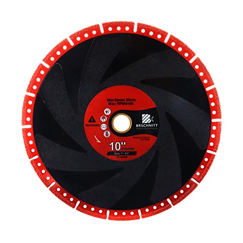 Metal Cutting Diamond Blade 10"- BRSCHNITT 250mm All-Purpose Diamond Saw Blade for Rebar Sheet Metal Angle Iron Stainless Steel Concrete. - size: 10"(250mm)