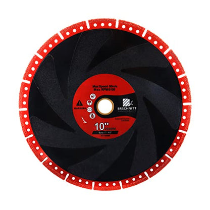 Metal Cutting Diamond Blade 10"- BRSCHNITT 250mm All-Purpose Diamond Saw Blade for Rebar Sheet Metal Angle Iron Stainless Steel Concrete. - size: 10"(250mm)