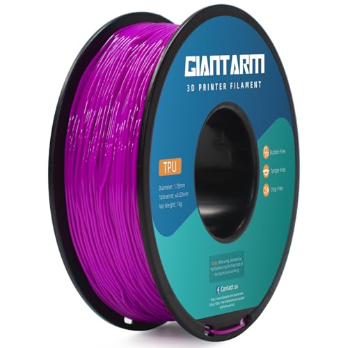 GIANTARM 95A TPU 3D Printer Filament 1.75mm, 1kg Spool, Purple, +/- 0.03mm - color: Tpu-purple 2