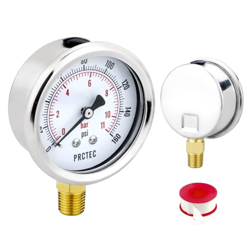 Dry Pressure Gauge NPT1/4,Low Pressure Gauge with 2.5 Inch Dial Size and 304 Stainless Steel Case,Lower Mount (-30inHg-0) - color: -30inHg-0
