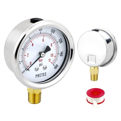 Dry Pressure Gauge NPT1/4,Low Pressure Gauge with 2.5 Inch Dial Size and 304 Stainless Steel Case,Lower Mount (0-30Psi) - color: 0-30Psi