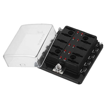 10 Way DC 12~32V Blade Fuse Box Holder Fuse Block - size: 10 way