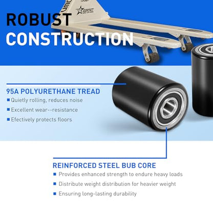 PTH50 Front Load Wheels Kit for Crown Pallet Jack 2.75"x3.75" 20mm Bearings