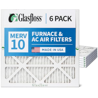 Glasfloss 12x12x1 MERV 10 Pleated AC Furnace Air Filters. Box of 6 - style: 12x12x1