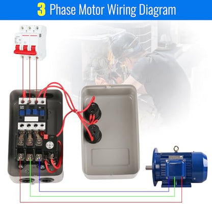 Magnetic Electric Motor Starter - 380V 4KW 10-16AMP - 5.5 HP 3 Phase Magnetic Starter for Motors (Button Switch) - style: 380V 4KW 5.5 HP 3 Phase(Button Switch)