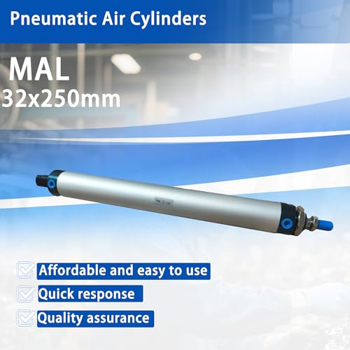 CG WEITENG Pneumatic Mini Pneumatic Cylinder MAL Single Rod Aluminum Double Acting Pneumatic Cylinder 32mm Bore 250mm Stroke(MAL32x250) - color: MAL-32 mm, size: 250 mm