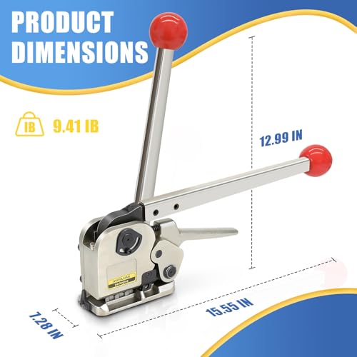 Packaging Metal Steel Strapping Banding Tool Machine for Steel Strap Integrates Functions of Tensioner Crimper and Cutter Sealless Combination (NYJSG-3/4") - style: NYJSG-3/4"