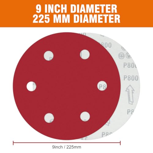 30 PCS 9 Inch Drywall Sanding Discs 800 Grit 6 Hole - color: 6 Hole, size: Grit 800