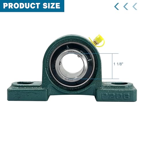 2 Pcs UCP206-18 Pillow Block Mounted Ball Bearing with 1-1/8"(1.125inch) Self Alignment - size: UCP206-18-2 pcs