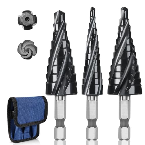 3PCS Cobalt M35 4 Spiral Flute Step Drill Bits Set for Metal Unibit - size: M35 3pcs