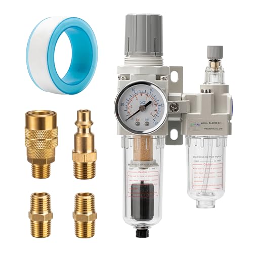1/4" NPT Automatic Drain Compressed Air Filter Regulator Lubricator,Air Pressure Regulator with Oil/Water Separator (0-150 PSI),for Pneumatic Tools & Systems - size: 1/4NPT, style: Auto Drain