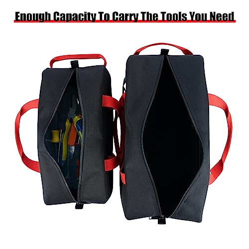 MELOTOUGH Tool Tote Bag Canvas Tool Storage Bag Combo Kit-Includes 1 Medium & 1 Big Toolbag for Electrician,Mechanic,Construction,HVAC (Black) - color: A-Black & Black