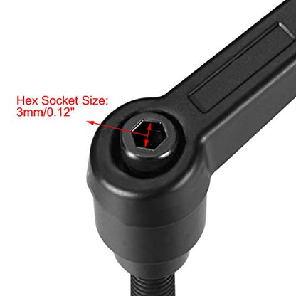 uxcell M6 x 16mm Handle Adjustable Clamping Lever Thread Push Button Ratchet Male Threaded Stud Knobs Locking Rotating Screw Handles Quick Release Bolt Black 2pcs - color: Black, size: M6 x 16mm