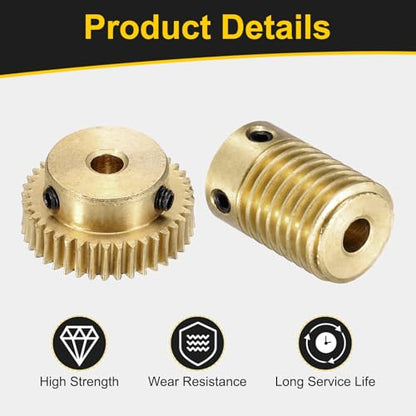 uxcell Worm Gear Set 40T 0.5 Module 1:40 Reduction Rate - size: Gear-4mm, Rod-4mm Bore, style: 0.5M-40T