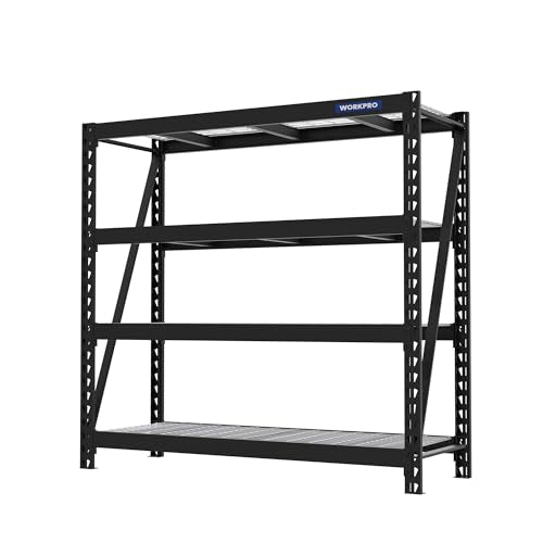 WORKPRO Heavy Duty Metal Garage Shelving, 68"W x 24"D x 65"H, 7200 LBS Load - color: Black, size: 68"W x 24"D x 65"H