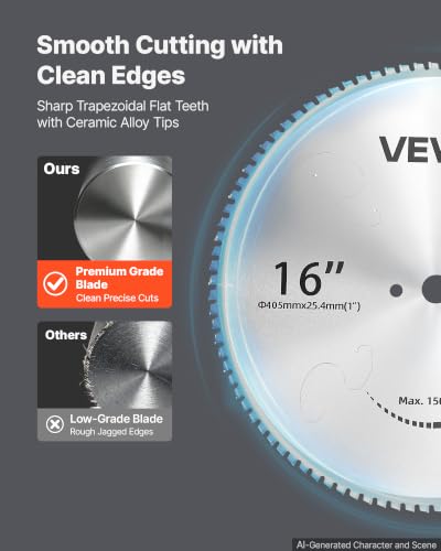 VEVOR Chop Saw Blade 16-in 96 Teeth Cermet-Tipped Metal Cold Cutting Blade - size: 16 in