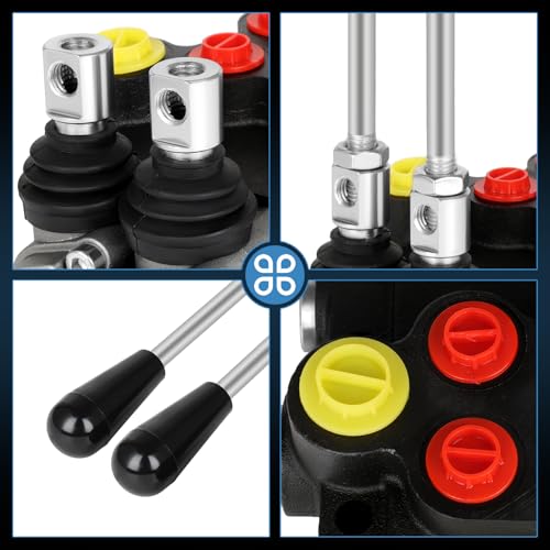 Hydraulic Flow Control Valve 2 Spool 13 GPM G Ports Hydraulic Directional Control Valves Adjustable Relief Double Acting Parallel Center Tractor Loader W/Small Tractors/Tanks Loaders Log Splitters - size: 2 Spool 13 GPM