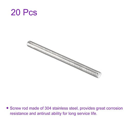 DMiotech 20 Pack M3 x 50mm Fully Threaded Rod 304 Stainless Steel Right Hand Threads Rod Bar Studs Clamps and U-Bolts - size: M3 x 50mm