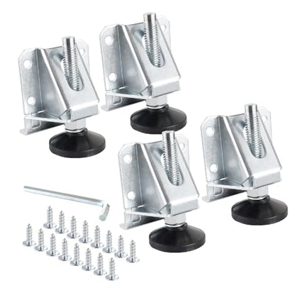 POWERTEC Leveling Feet 4PK, Heavy Duty Adjustable Furniture Leg Levelers with Nylon Foot, Screws & Lock Nuts for Workbenches, Cabinets, Tables & Shelving (71136V) - size: Leg Leveler, Set of 4