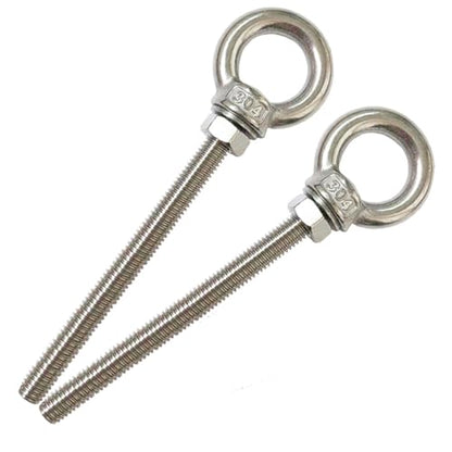 304 Stainless Steel Eye Bolt, 2 PCS M8 Heavy Duty Lifting Ring 4" Threaded Eyebolt Shoulder Eye Bolts with Nuts and Flat Washers(Thread Length 100mm) - size: m80x100(2pcs)
