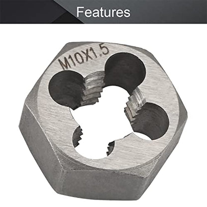 Utoolmart Hex Rethreading Die, M10 x 1.5 Pitch, Carbon Steel Thread Die, Hex Rethreading Die Machine Thread Die, Hexagon Taper Pipe Die - size: M10×1.5 Fine Teeth