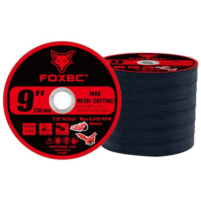 FOXBC 9 Inch Metal Cut-Off Wheel Discs, 9" x 3/32" x 7/8" - 10 Pack