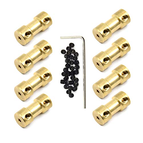 8pcs 2mm to 3mm Brass Shaft Coupling Joint Connector with Screws for Small Motor (2mm to 3mm) - size: 2mm to 3mm