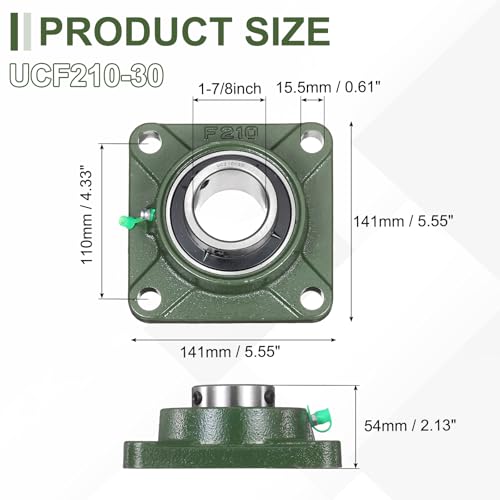 uxcell UCF210-30 Pillow Block Bearings,1-7/8 inch Bore(ABEC3) - size: UCF210-30 (1-7/8 inch)
