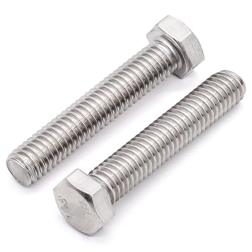 1/2-13 x 1-1/4" (6 pcs) Stainless Steel Hex Head Screws Bolts (3/8" to 6" Available), 18/8 Stainless Steel 304, Fully Threaded, Machine Coarse Thread, No Coating, Plain Finish - size: 1/2-13 x 1-1/4"