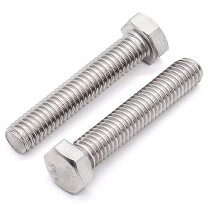 1/2-13 x 1-1/4" (6 pcs) Stainless Steel Hex Head Screws Bolts (3/8" to 6" Available), 18/8 Stainless Steel 304, Fully Threaded, Machine Coarse Thread, No Coating, Plain Finish - size: 1/2-13 x 1-1/4"