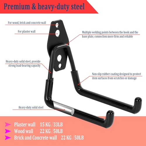 4 Pack Garage Hooks Heavy Duty, 5.1 inch Square Utility Hooks - size: 5.1 inch