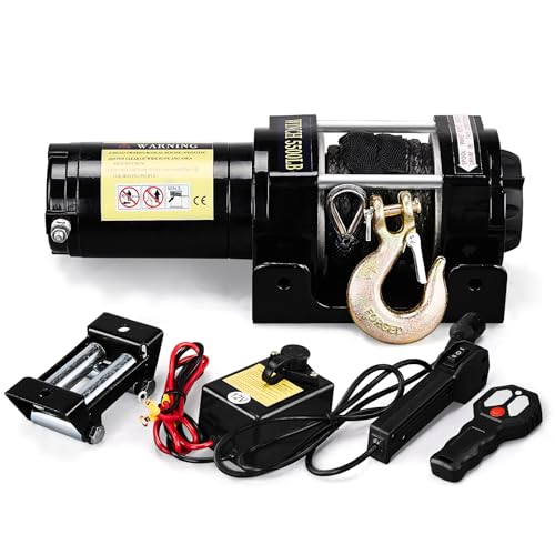 5500lb Electric Winch with Synthetic Rope, 12V DC - color: 5500LB Black